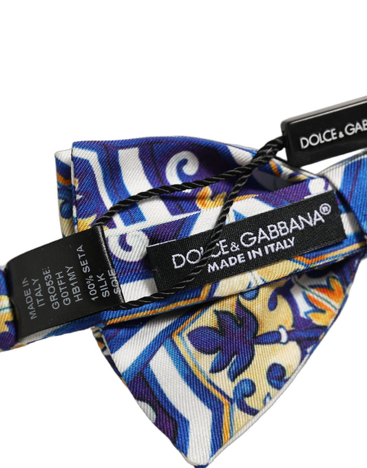Dolce & Gabbana Men Multicolor Majolica Adjustable Neck Papillon Bow Tie