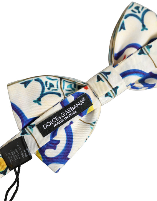 Dolce & Gabbana Men Multicolor Majolica Adjustable Neck Papillon Bow Tie