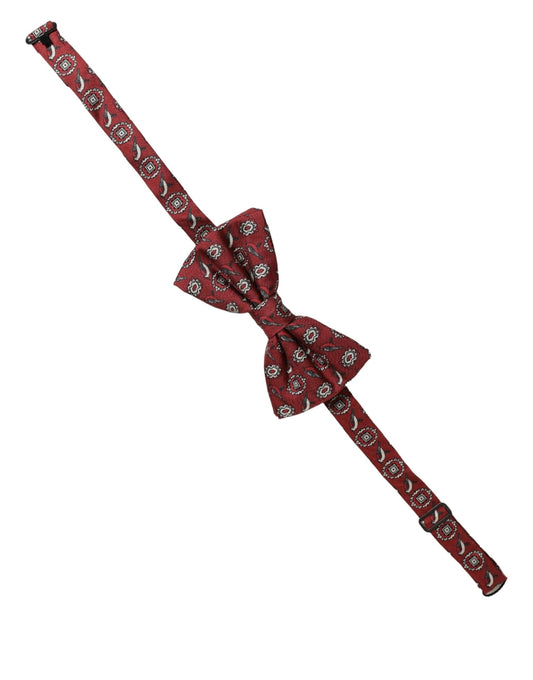 Dolce & Gabbana Men Bordeaux Floral Adjustable Neck Papillon Bow Tie