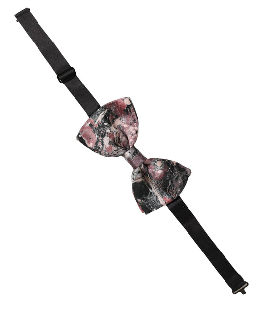 Dolce & Gabbana Multicolor Marble Silk Adjustable Neck Papillon Bow Tie