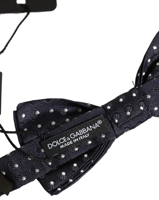 Dolce & Gabbana Black White Polka Dot Adjustable Neck Papillon Bow Tie