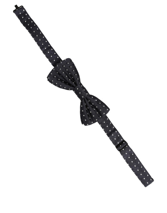 Dolce & Gabbana Black White Polka Dot Adjustable Neck Papillon Bow Tie