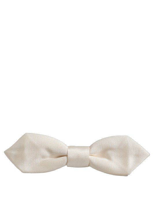 Dolce & Gabbana Men White 100% Silk Adjustable Neck Papillon Bow Tie