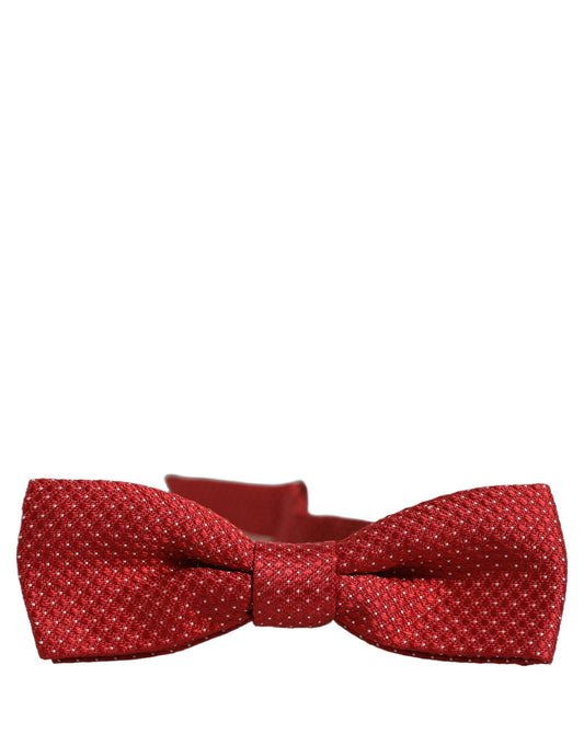 Dolce & Gabbana Men Red Polka Dot Silk Adjustable Neck Papillon Bow Tie