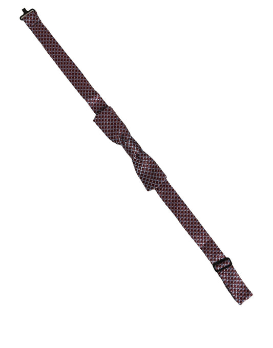 Dolce & Gabbana Blue Burgundy Woven Adjustable Neck Papillon Bow Tie