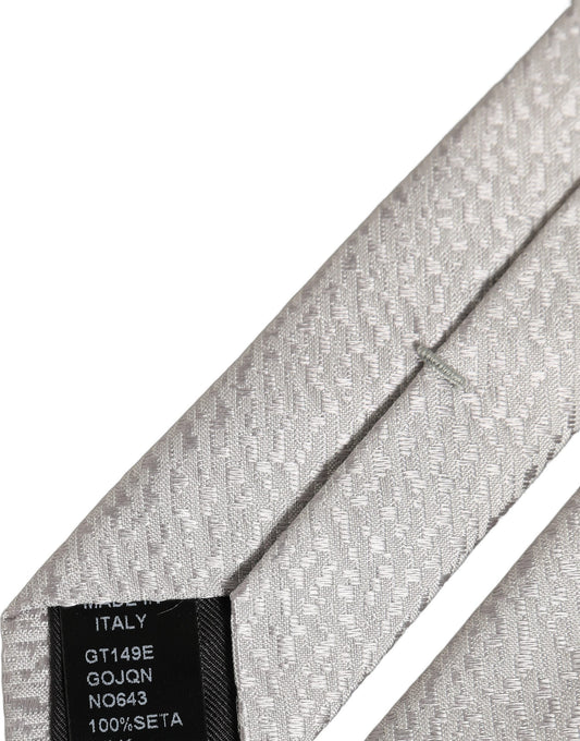 Dolce & Gabbana Men Gray 100% Silk Textured Adjustable Tied Necktie Tie