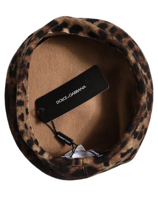 Dolce & Gabbana Brown Leopard French Style Beret Capello Hat