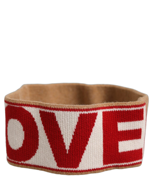 Dolce & Gabbana Beige Cashmere Knitted Embroidered Head Band One Size Hat