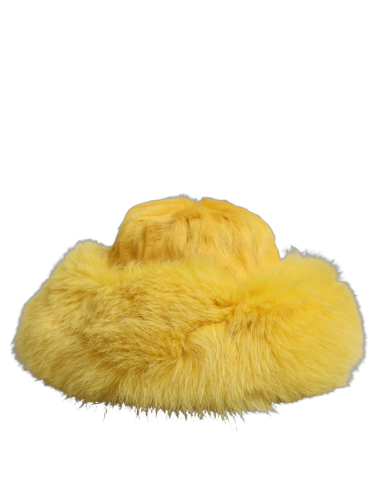 Dolce & Gabbana Yellow Fox Fur Womens Bucket Capello Hat