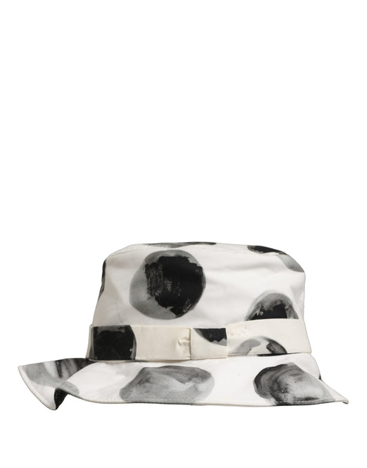 Dolce & Gabbana White Cotton Big Polka Dot Pattern Bucket Hat
