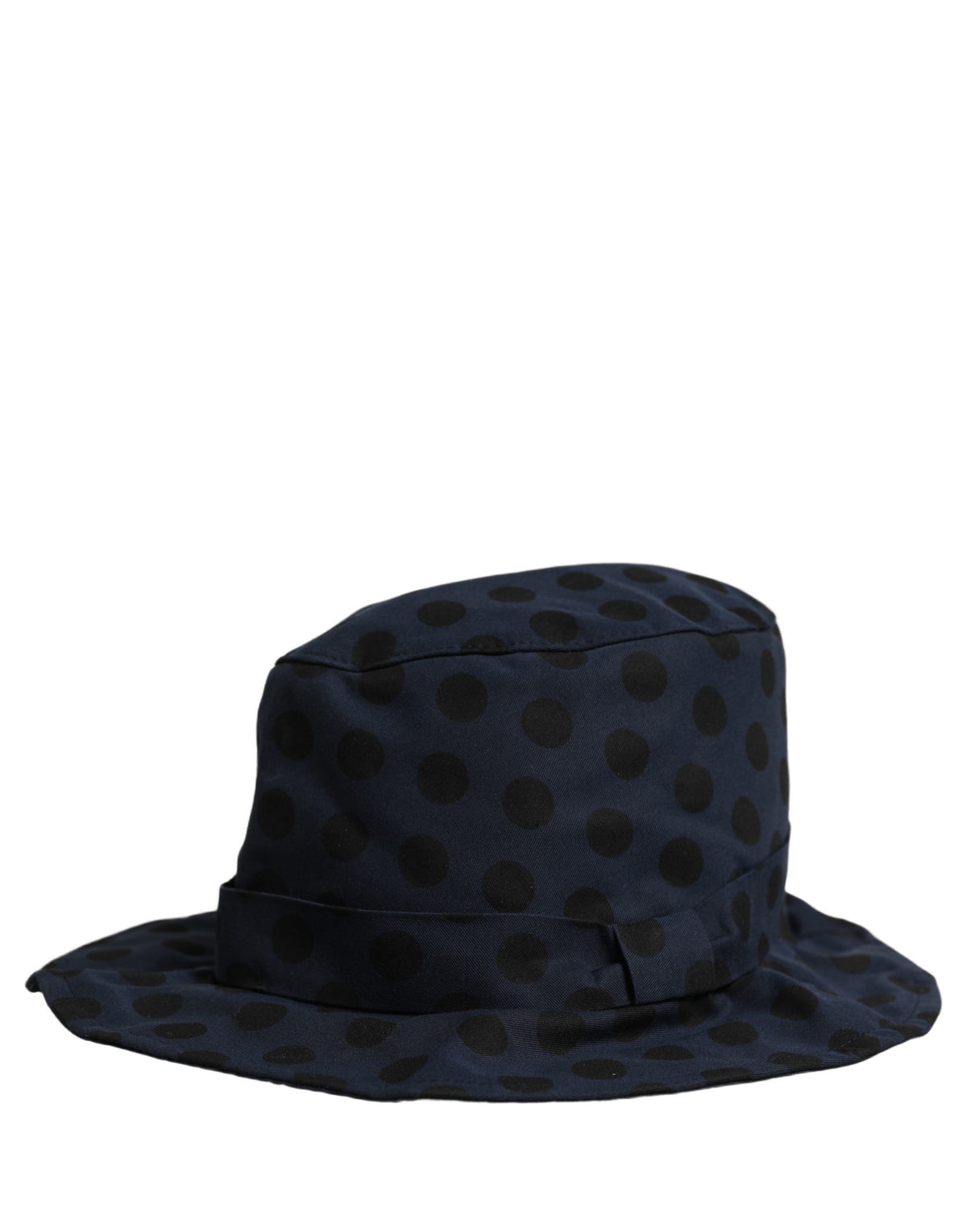 Dolce & Gabbana Blau Schwarz Getupfte Baumwoll Bucket Capello Hut