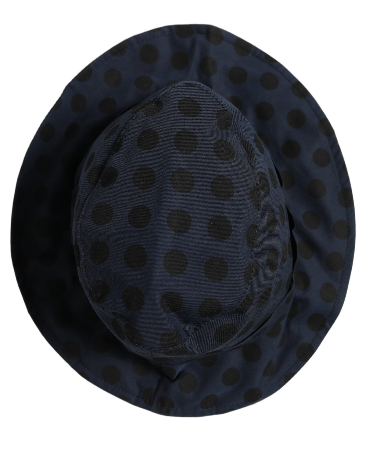 Dolce & Gabbana Blau Schwarz Getupfte Baumwoll Bucket Capello Hut