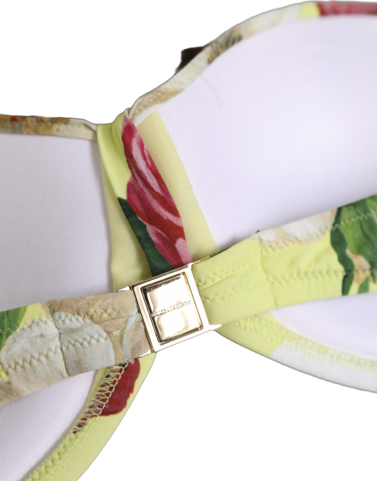 Dolce & Gabbana Gelbes Blumen Halter Nylon Beachwear Bikinioberteil