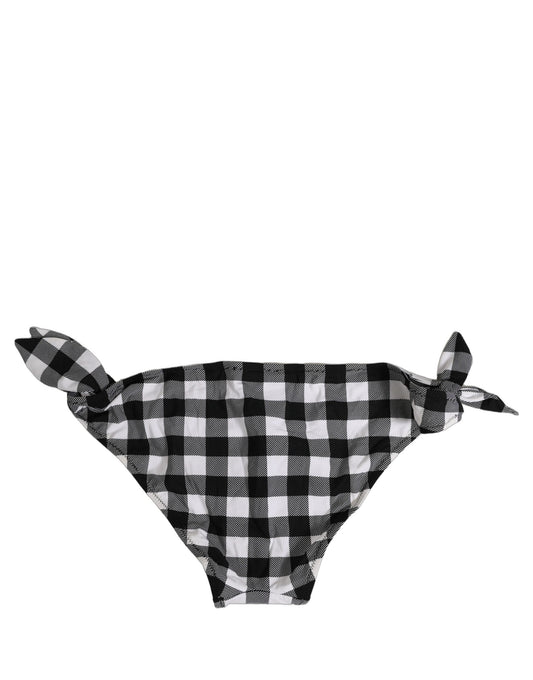 Dolce & Gabbana Black White Checkered Beachwear Bikini Bottom