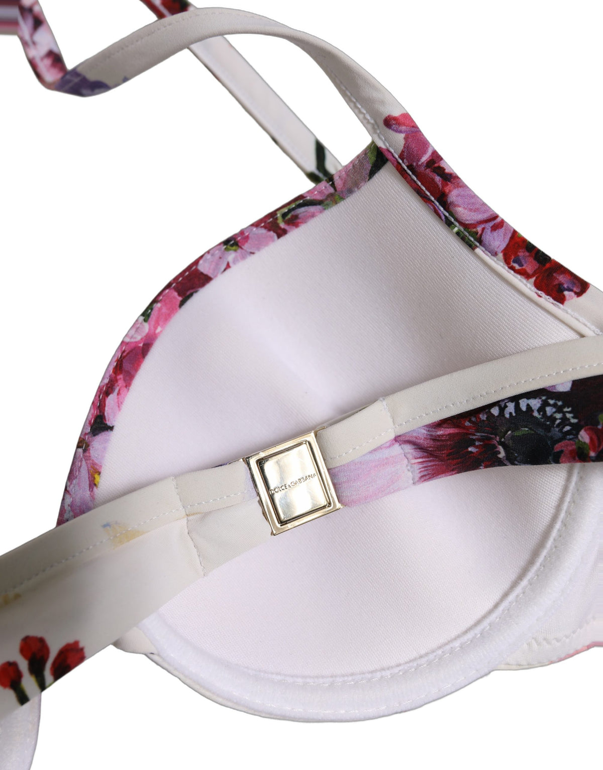 Dolce & Gabbana Bikinioberteil aus Nylon mit weißem Blumenmuster