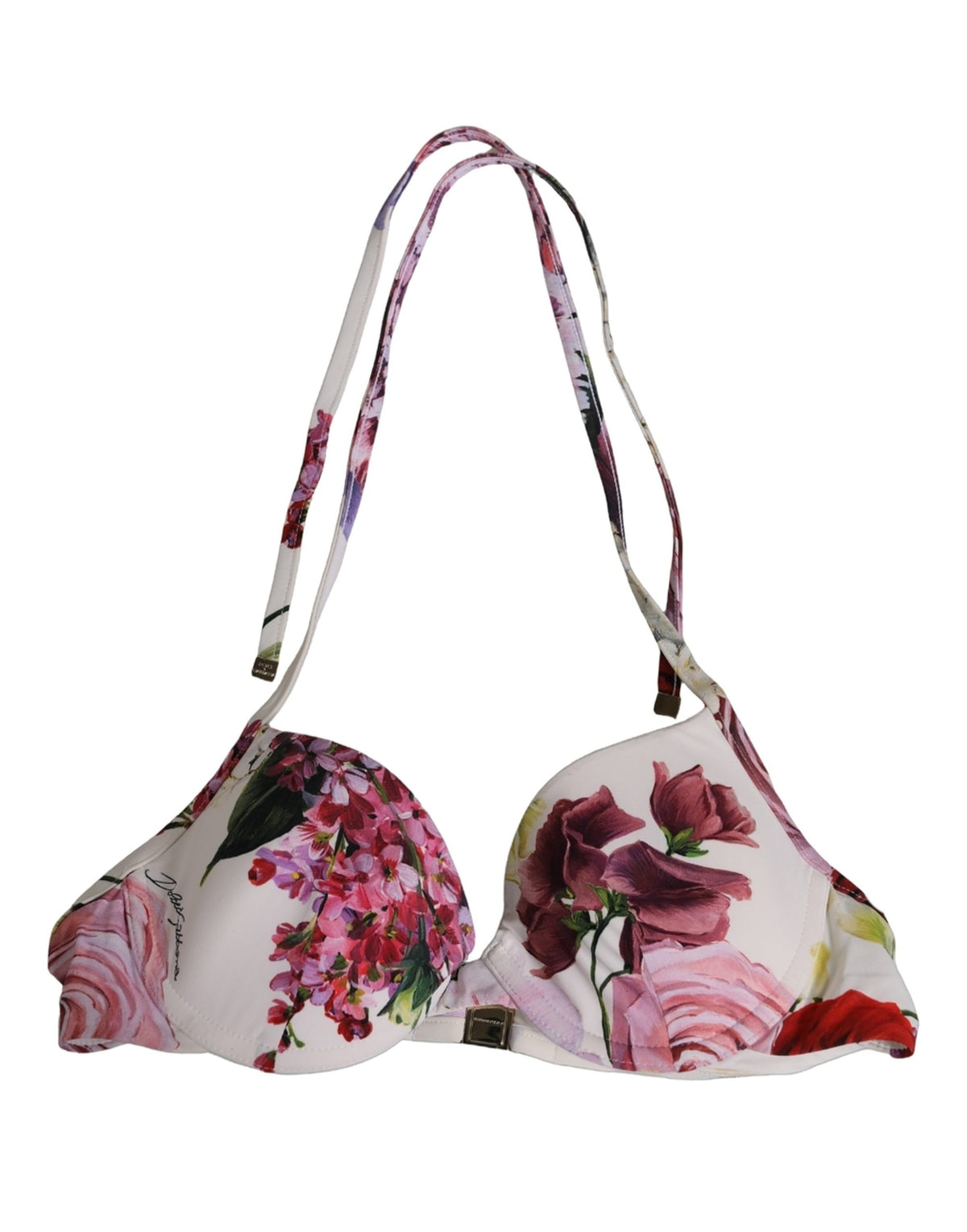 Dolce & Gabbana Bikinioberteil aus Nylon mit weißem Blumenmuster