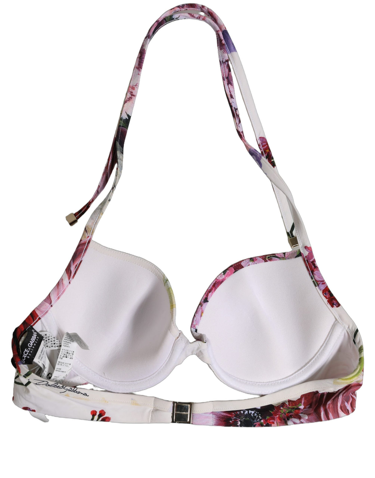 Dolce & Gabbana Bikinioberteil aus Nylon mit weißem Blumenmuster
