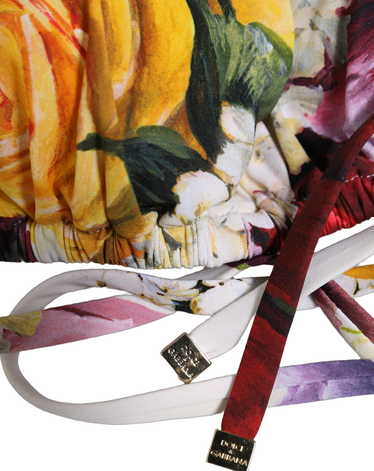 Dolce & Gabbana weißer, geblümter Triangel-Bikini-Oberteil