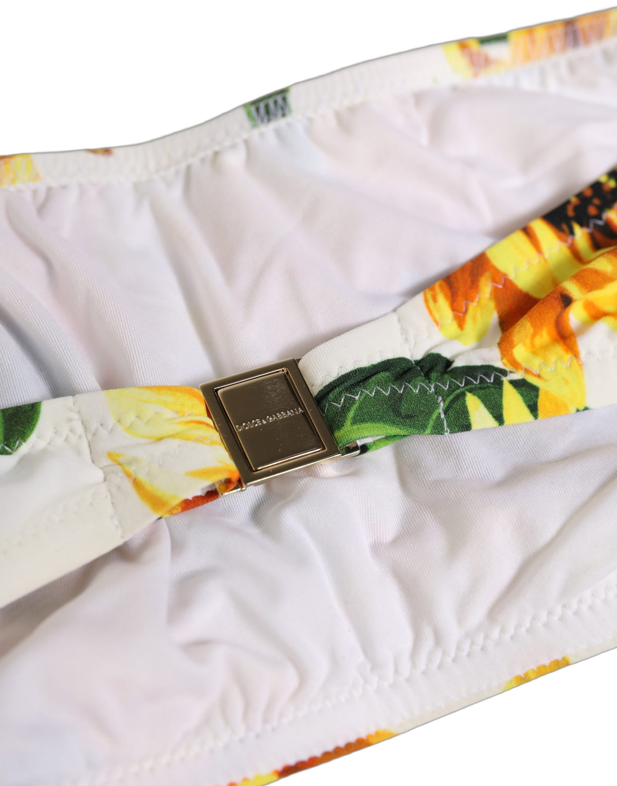 Dolce & Gabbana Bandeau-Bikini-Oberteil mit weißem Sonnenblumen-Print
