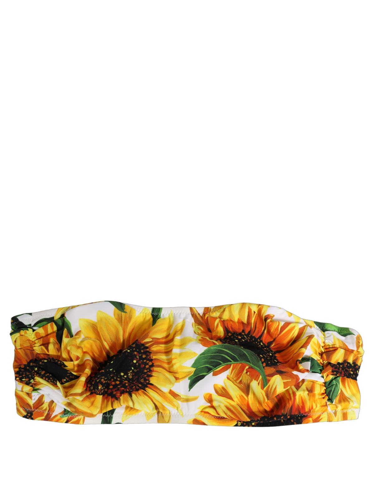 Dolce & Gabbana Bandeau-Bikini-Oberteil mit weißem Sonnenblumen-Print