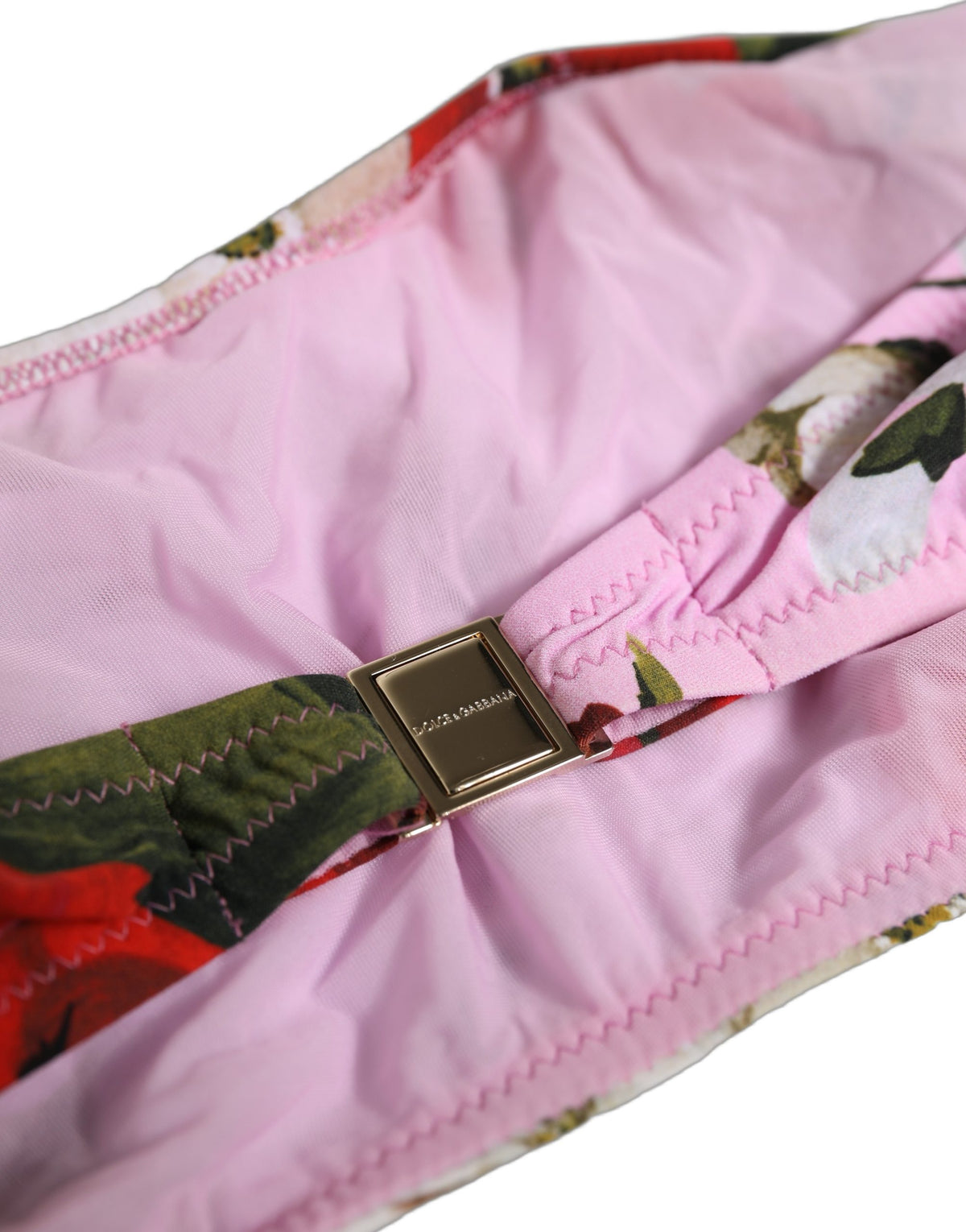 Dolce & Gabbana Bandeau-Bikinioberteil mit pinkfarbenem Blumenmuster