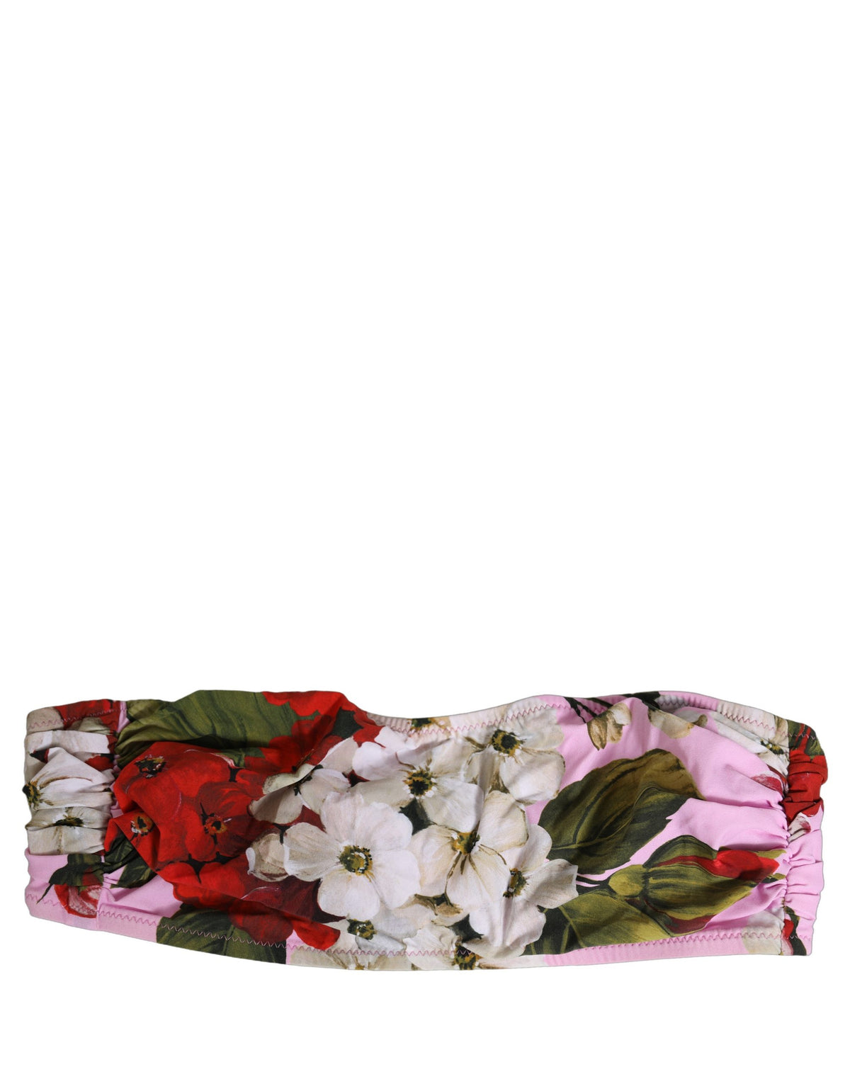Dolce & Gabbana Bandeau-Bikinioberteil mit pinkfarbenem Blumenmuster