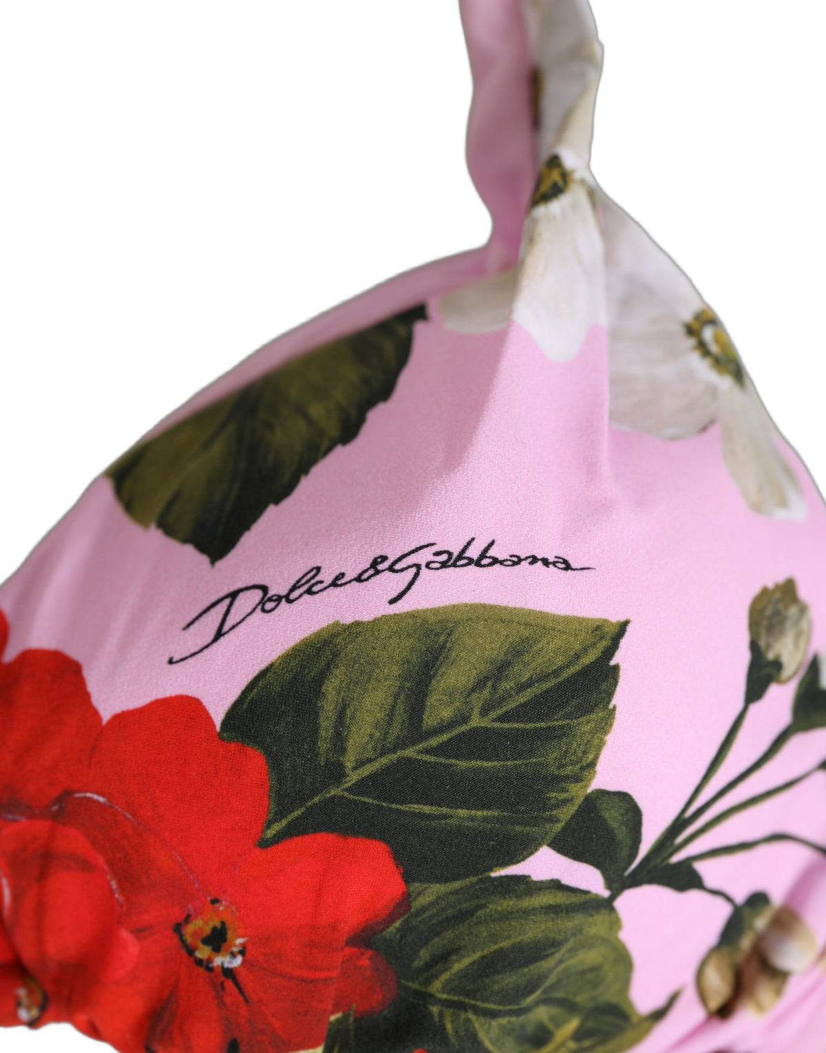 Dolce & Gabbana Pink Floral Print Triangel Bikini Oberteil