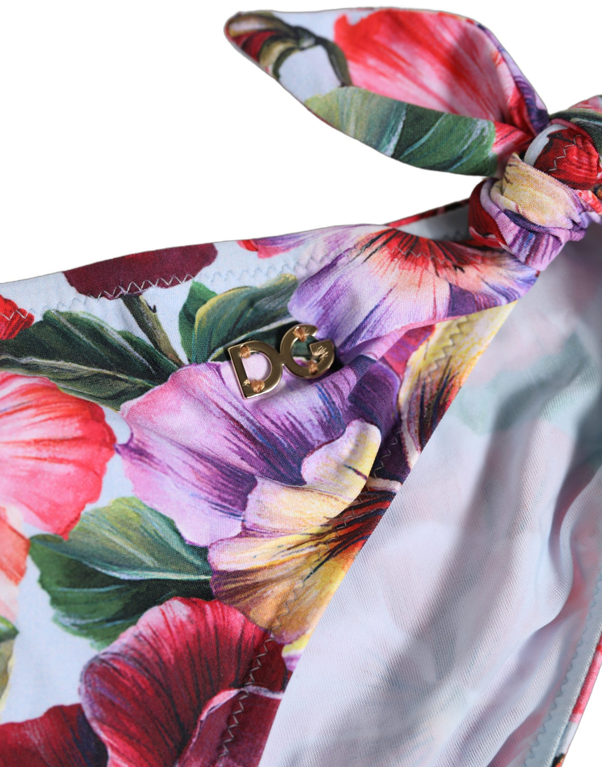 Dolce & Gabbana Bikinihose aus Nylon mit weißem Blumenmuster