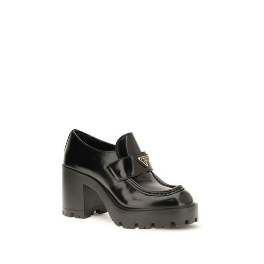 Prada Black Calf Leather Bos Taurus Platform Loafers