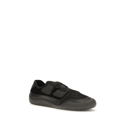 Prada Black Calf Leather Bos Taurus Athletic Sneakers