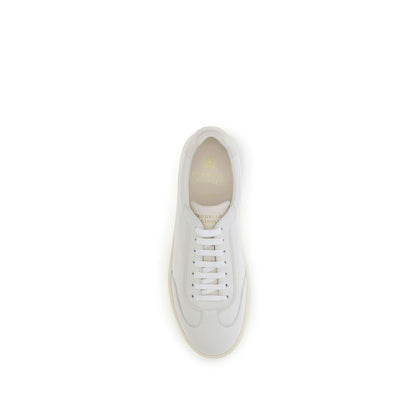 Brunello Cucinelli White Calf Leather Bos Taurus Low Top Sneakers