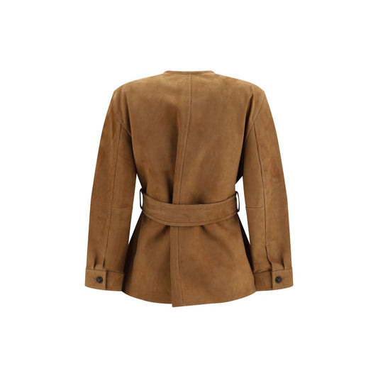 Max Mara Brown Lamb Leather Full-Length Jacket