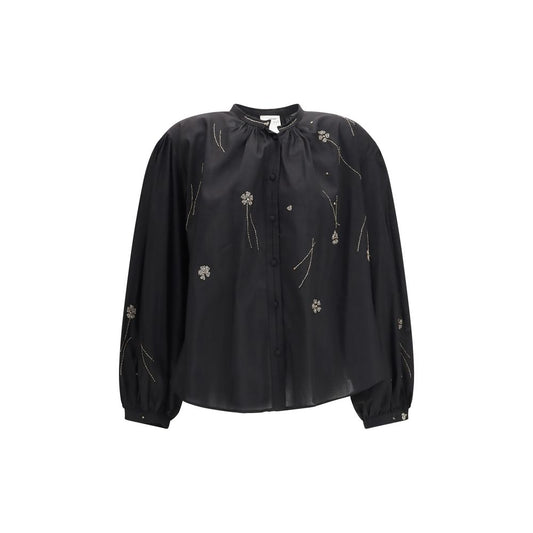 Forte_Forte Black Cotton Pattern Shirt
