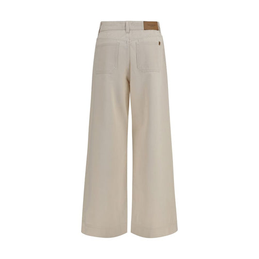 Max Mara White Cotton Casual Pants