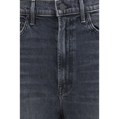 Mother Denim Black Cotton Cropped Jeans