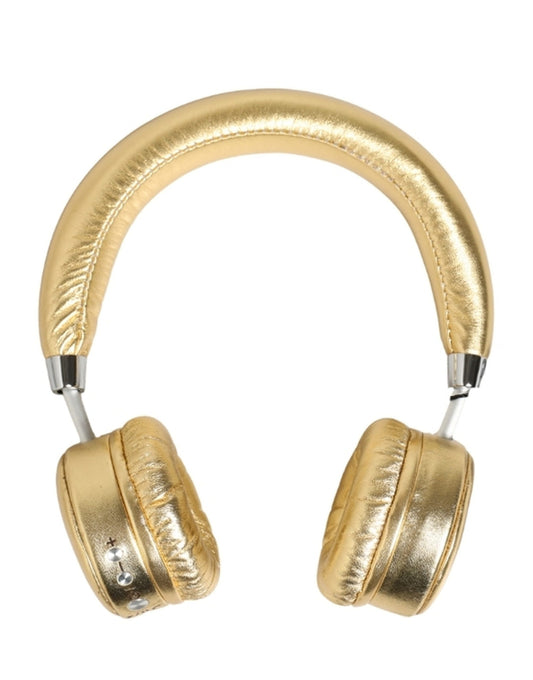 Dolce & Gabbana Women Gold Leather Wireless On-Ear Headset Headphones