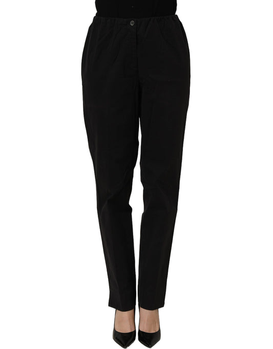 QL2 Black High-Waisted Straight Chino Women Trouser Pants