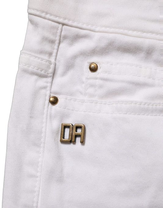 Daniele Alessandrini White Cotton Stretch Skinny Denim Jeans