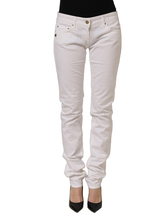 Daniele Alessandrini White Cotton Stretch Skinny Denim Jeans