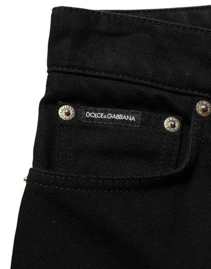 Dolce & Gabbana Black Cotton Stretch Straight Denim Jeans