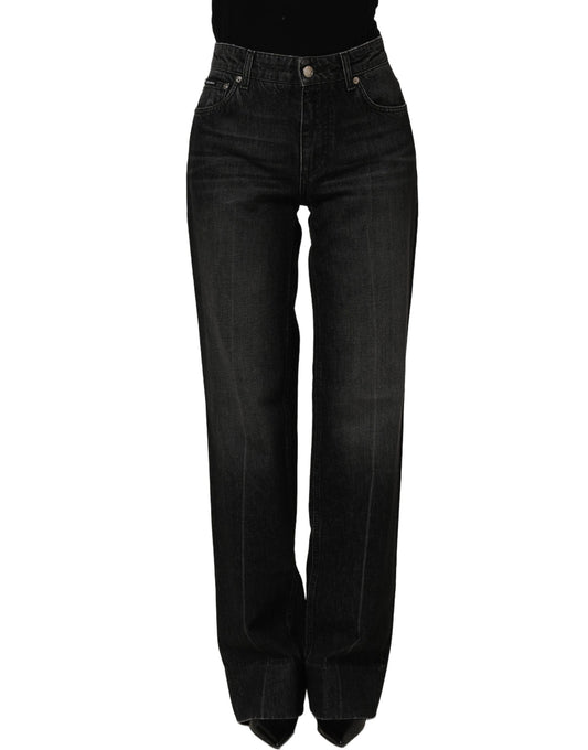Dolce & Gabbana Black Cotton Stretch Straight Denim Jeans