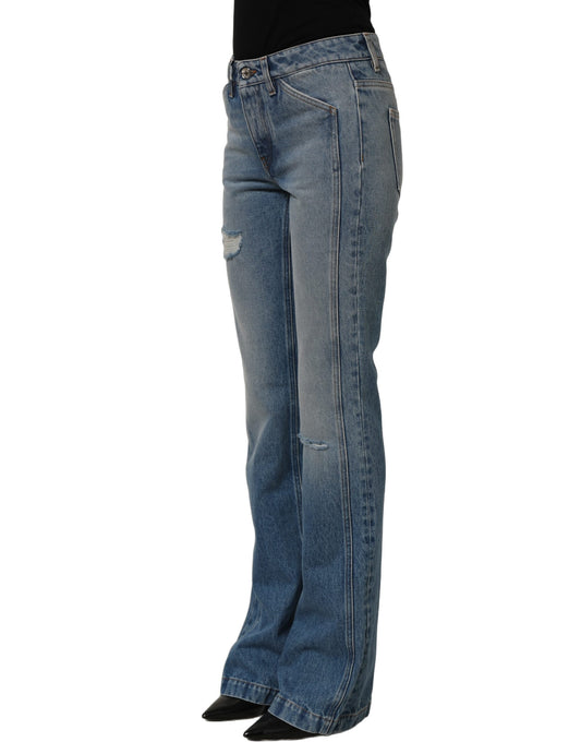 Dolce & Gabbana Blue Cotton Boot Cut Denim Trouser Jeans