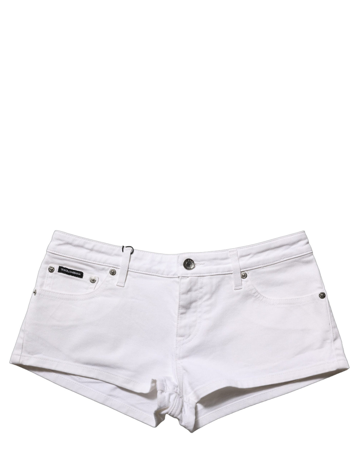 Dolce & Gabbana Weiße Baumwolle Low Rise Denim Hotpants Shorts