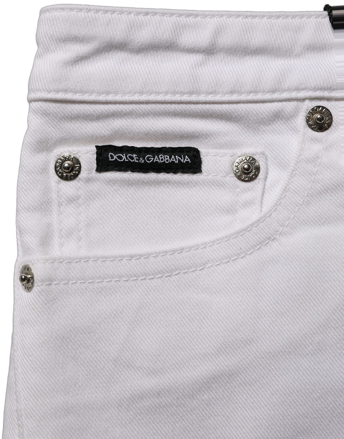 Dolce & Gabbana Weiße Baumwolle Low Rise Denim Hotpants Shorts