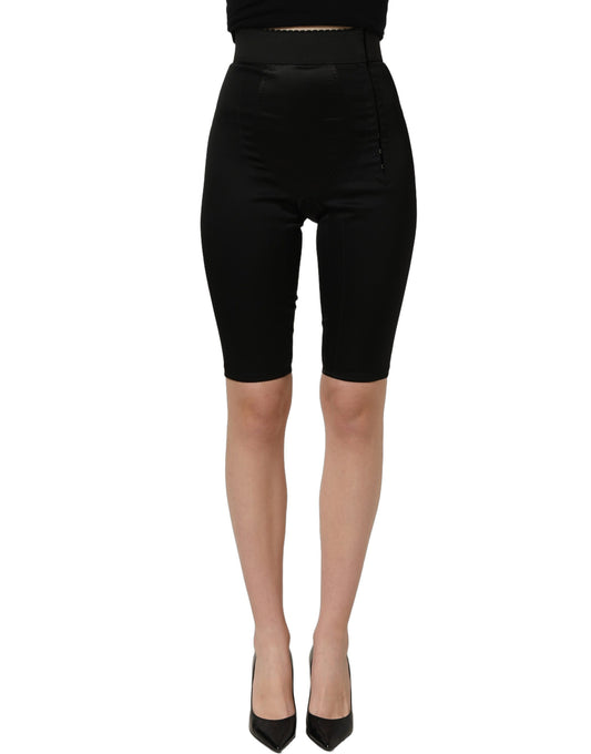Dolce & Gabbana Black Nylon HighWaist Elastic Waistband Shorts