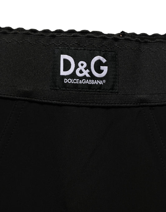 Dolce & Gabbana Black Viscose High Waist Capri Trouser Pants