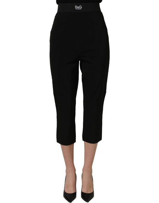 Dolce & Gabbana Black Viscose High Waist Capri Trouser Pants