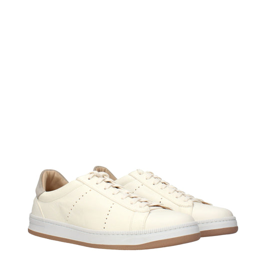 Eleventy Beige Leather Sneakers