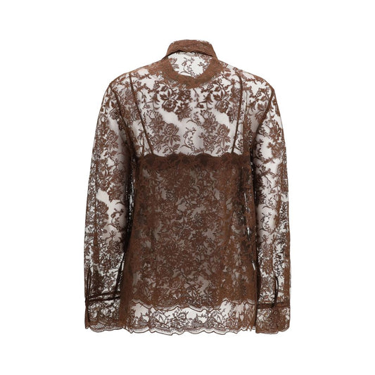 Ermanno Scervino Brown Polyester Pattern Shirt