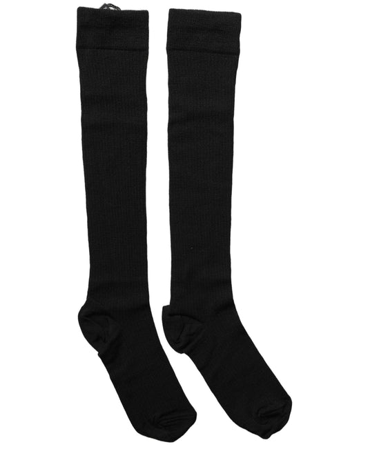 Dolce & Gabbana Black Wool Knit Calf Long Women Accessory Socks